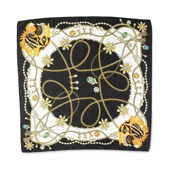 INC International Concepts Accessories - INC Tiger Jewel Status Square Scarf, Black, One Size